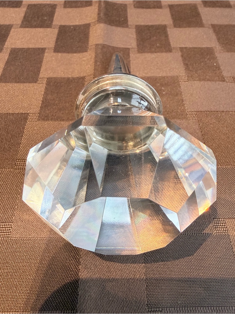 Vintage Style 5.5" Glass Crystal Diamond Shaped Wine Bottle Stopper Heavy 261g